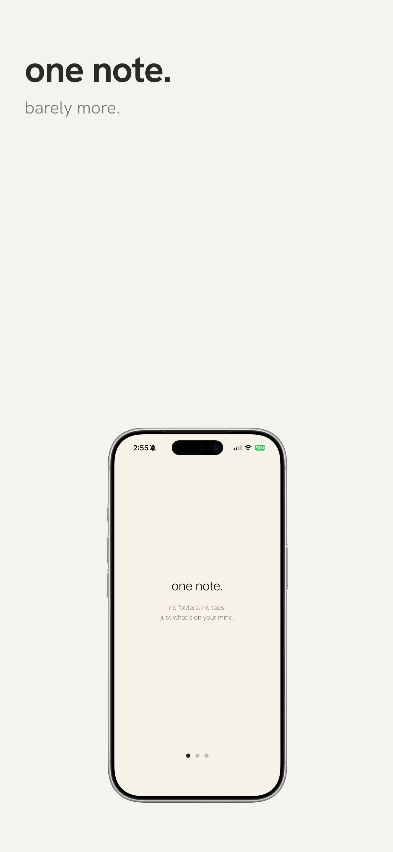 App Store screenshot: one note. barely more.