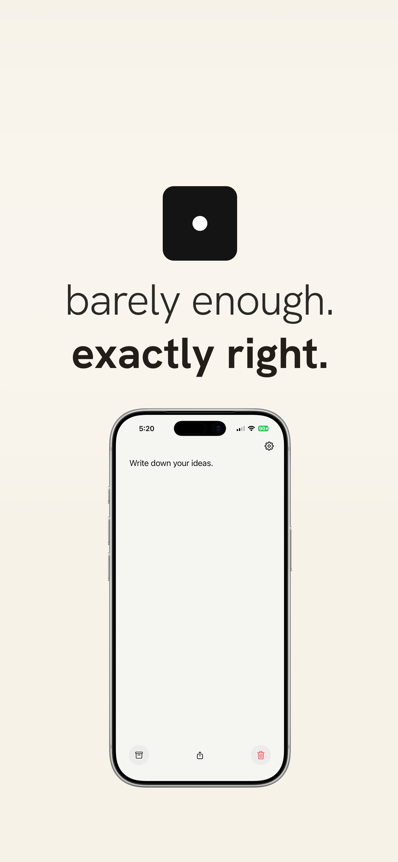 App Store screenshot: barely enough. exactly right.