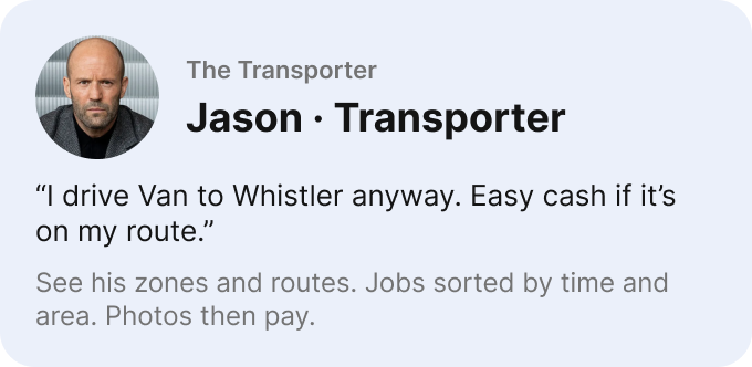 Persona: Jason, 34, transporter in Surrey