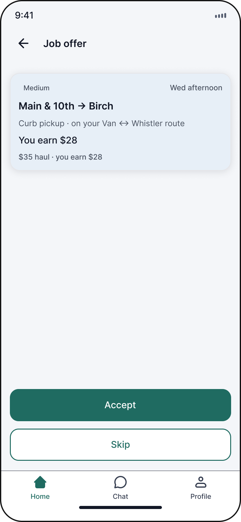 Transporter job offer