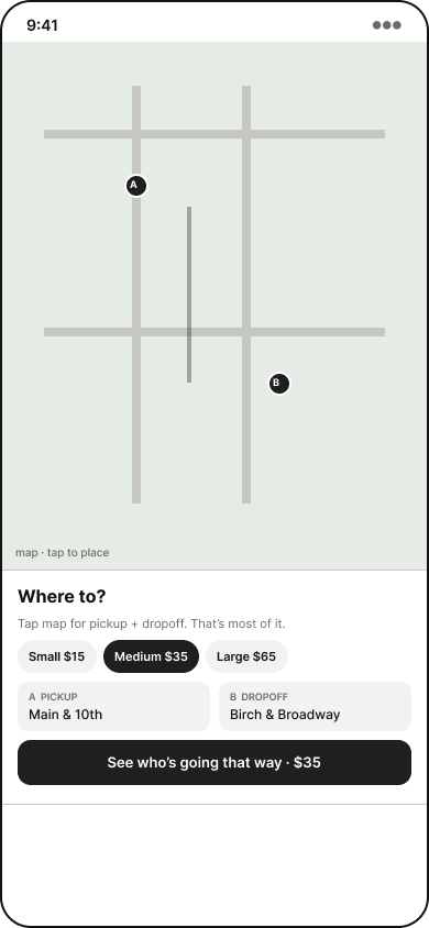 Wireframe: map request