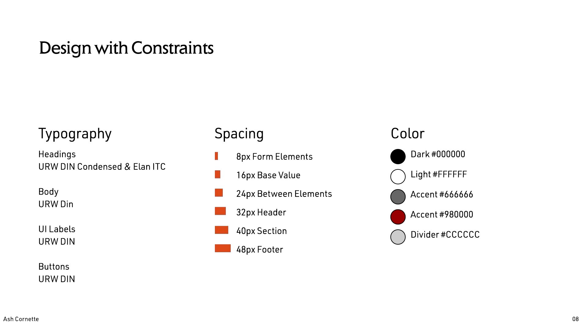 Deck: design constraints